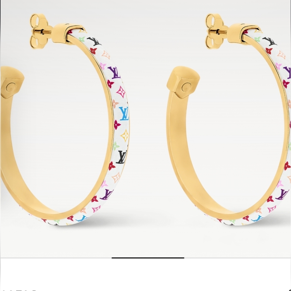 Gold and Multicolor Hoop Earrings Indistinguishable! Comes W/giftππ₯π₯π - Picture 3 of 10